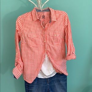 St. John’s Bay women’s checkered orange button up